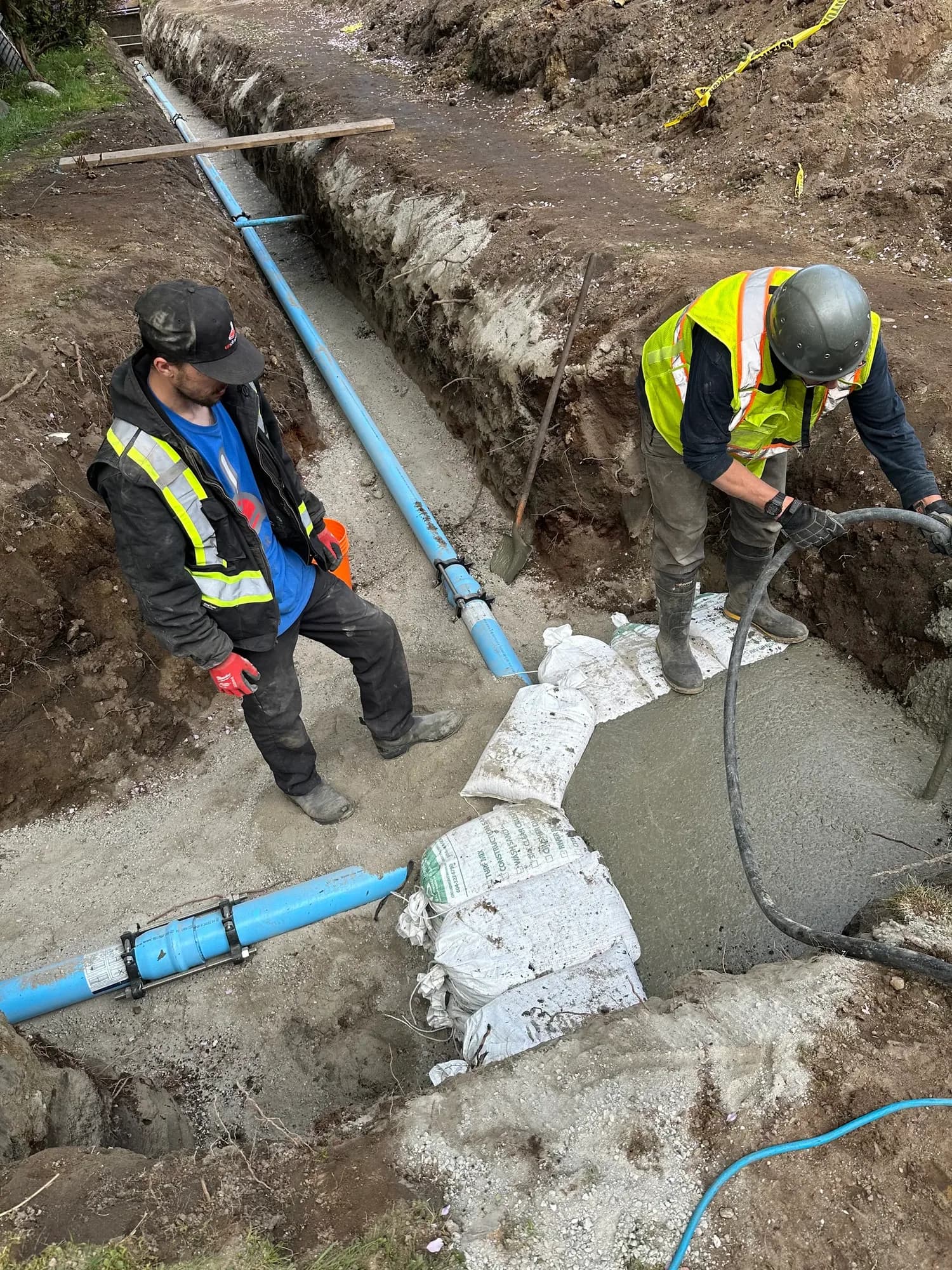 Pure Mechanical technicians installing a new underground water service